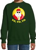 Bellatio Decorations Kersttrui/Sweater Kinderen Kerstman Groen Yo Yo Yo 170/176