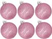 Cosy&Trendy Billiet - Vanlaere 6x stuks kunststof glitter kerstballen roze 8 cm
