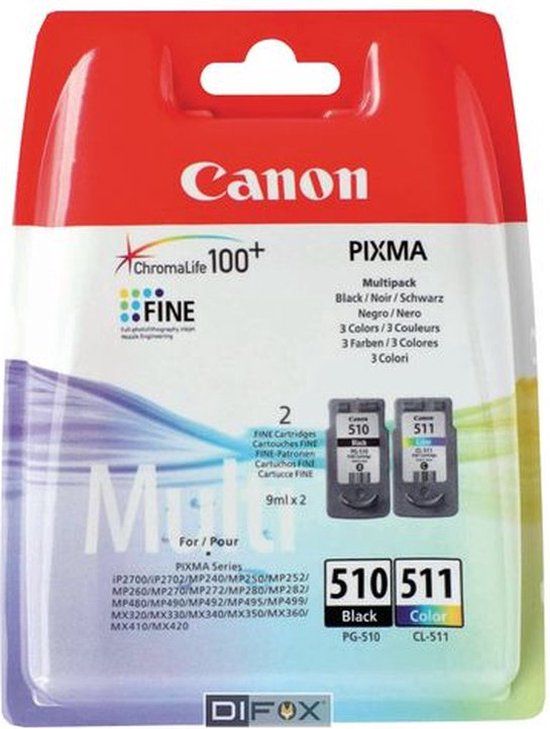 Canon PG-510/CL-511 Inktcartridge - Multipack - Zwart/Kleur - 2 stuks