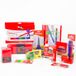 Grafoplas Schooletui met 3 vakken met schoolmateriaal, basisschool, kleurpotloden, puntenslijper, schoolliniaal, balpen, lijm, correctietape, krijtmarker
