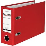 Falken PP-Color Kunststof Ordner mappeciaal formaat. Made in Germany. 8 cm breed DIN A5 liggend met verwisselbaar venster rood rekeningafschrift ringband dossiermap briefomslag kantoormap