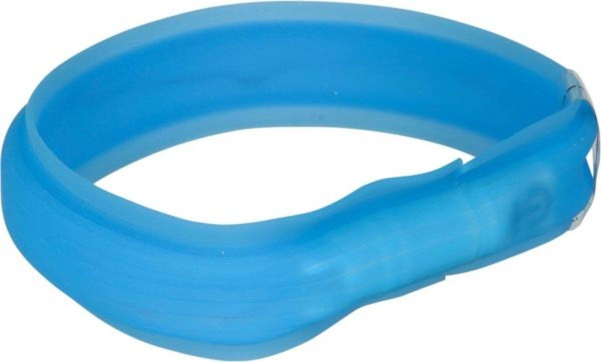 TRIXIE halsband voor hond usb flash light lichtgevend oplaadbaar blauw 30 mmx70 cm