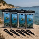 WoonWonder Waterdicht Telefoonhoesje - Set van 4 Stuks - Zwart