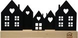 UNUS® Staander decoratieve stad zwart 5 huizen hout metaal decoratie huisdecoratie