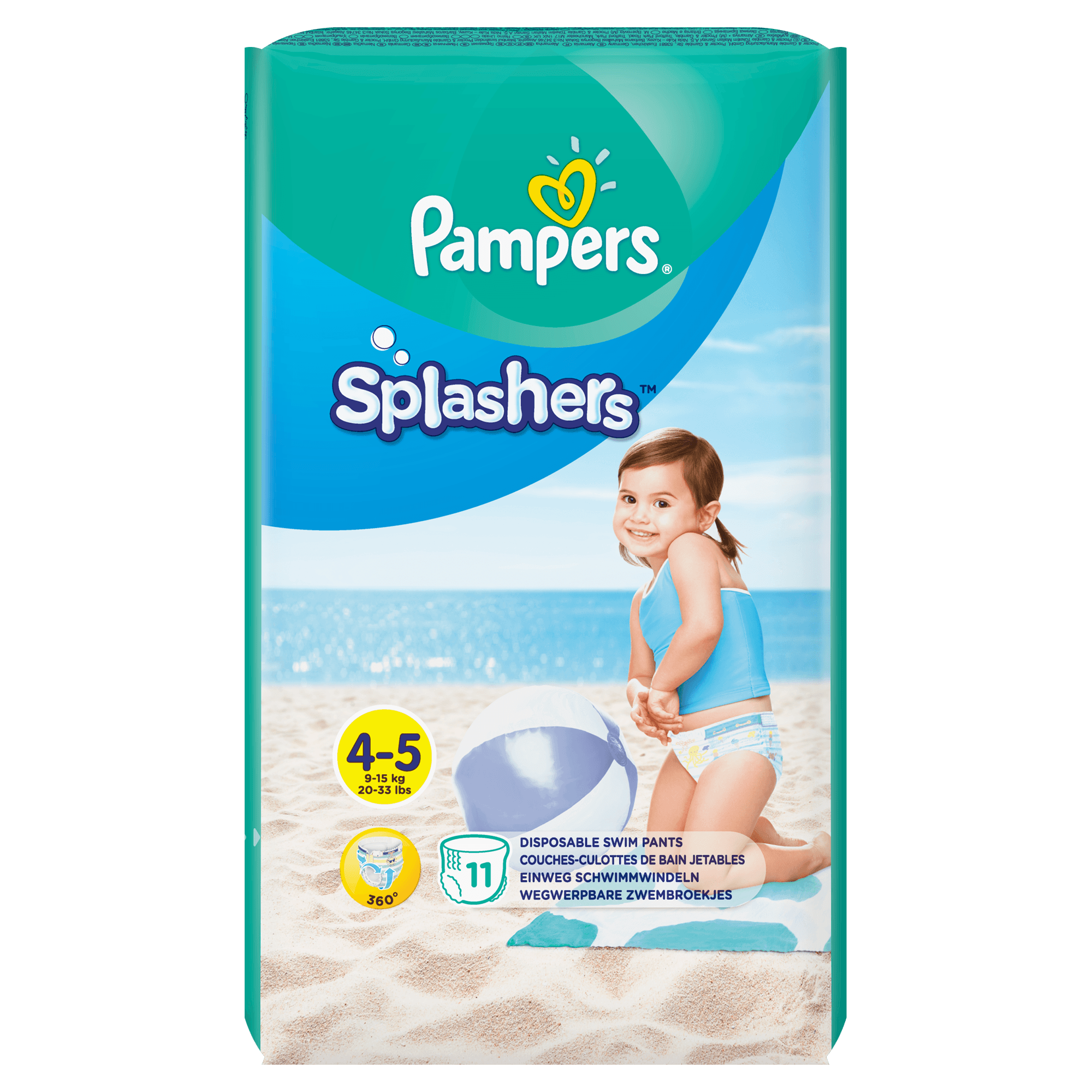 Pampers Splashers Maat 4-5, 11 Wegwerpbare Zwemluiers multi