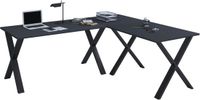 Vcm L-vormig bureau met lades, hoekbureau, wit, 190x160x76 cm