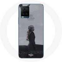 Maniacase Hoesje voor Vivo Y21s 2021 / Y21 2021 Game of Thrones Seizoen 8 Daenerys Targaryen vuur en bloed De IJzeren Troon Grijs Logo