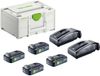 Festool set d'énergie SYS 18V 4xTBX4/2xTCL6 avec 4x BP 18 TBX 4 C-ASI batterie 18 V 4,0 Ah + 2x TCL 6 chargeur + Systainer