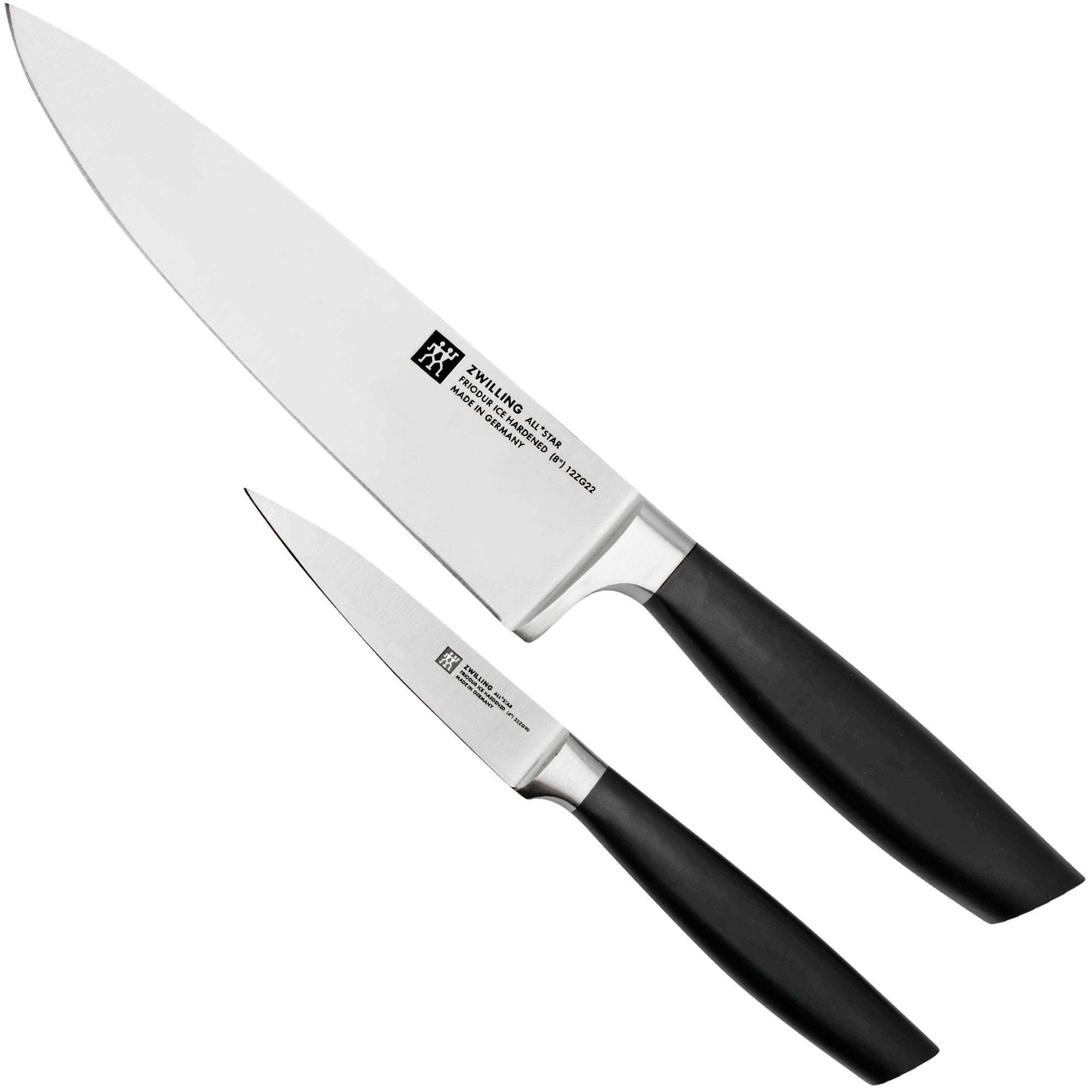 Zwilling All Star 1022777, 2-delige messenset, koksmes en officemes, zwart