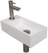 INK - Fonteinpack Polystone Links incl. Fonteinkraan - Design Sifon - Design Plug en Montageset - 360x180x90 Mm - Mat Wit/brushed Nickel
