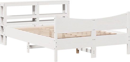 vidaXL Bedframe met hoofdbord massief grenenhout wit 120x200 cm