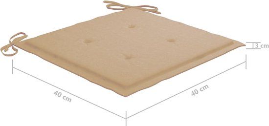 vidaXL Set van 4 klapstoelen met kussens, massief acaciahout, beige