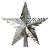 Gerimport Mini kerstboom piek - ster - zilver - kunststof - 14,5 cm