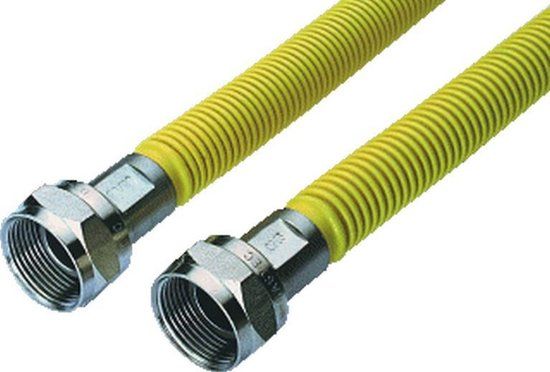 Raminex gasslang Ecoflex - M24/1.5mm - 0.4m - RVS - wartelmoer - 50 mbar - geel