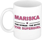 Bellatio Decorations naam cadeau mok - Mariska - Woman Myth Supergirl - koffiemok - 300 ml - collega - moederdag