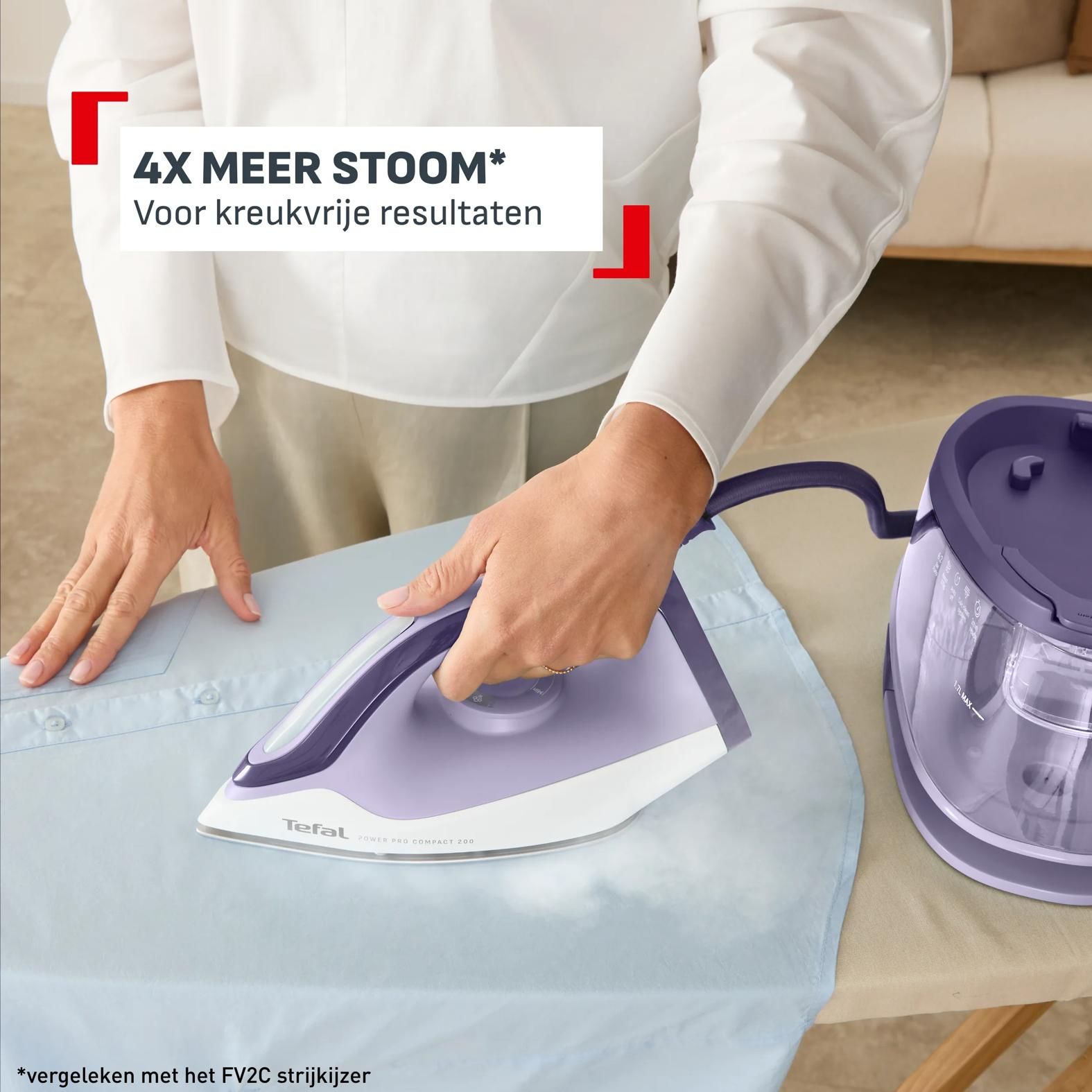 Tefal Power Pro Compact 200 SV6211 Stoomgenerator - 2400W - Ceramic Express Glide - Paars