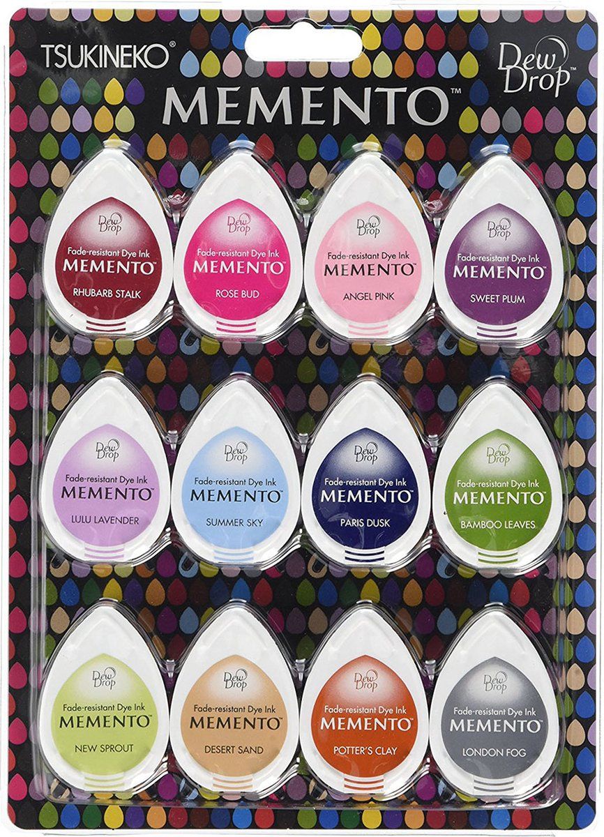 Tsukineko Memento Dew Drops Stempelkussen - 12 Pack Dewdrops Sorbet Scoops - Pastelkleuren