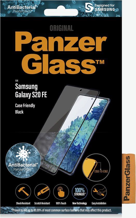 PanzerGlass Edge to Edge Screenprotector Samsung Galaxy S20 FE - Case Friendly - Glass