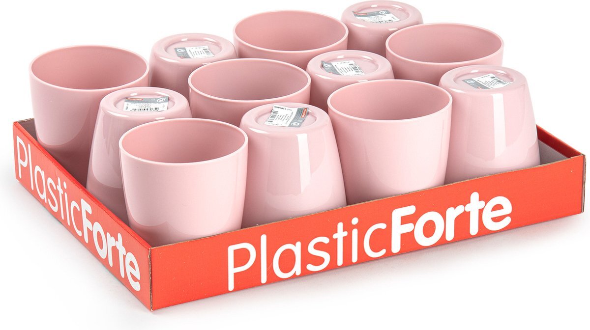 Forte Plastics 36x stuks Drinkglazen/limonade glazen oud roze 400 ml - Sapglazen/waterglazen onbreekbaar kunststof voor kinderen