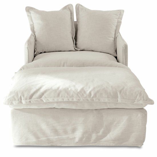 LOBERON Fauteuil met hocker Avignon crème