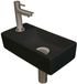 INK - Fonteinpack Porselein Links incl. Fonteinkraan - Design Sifon - Design Plug en Montageset - 360x180x90 Mm - Mat Zwart/brushed Nickel