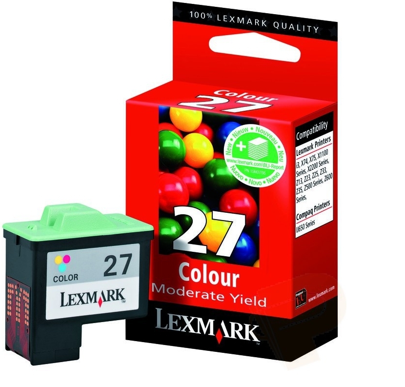 Lexmark Nr. 27 standaard kleuren inktcartridge single pack / cyaan, geel, magenta