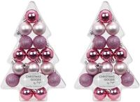 Inge-glas Inge Christmas Mix roze kunststof kerstballen - 34x - 3 cm