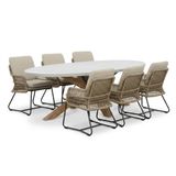 BUITEN living Livorno/Gianna Sahara Dust dining tuinset | 6 personen | polystone + touw | 240cm