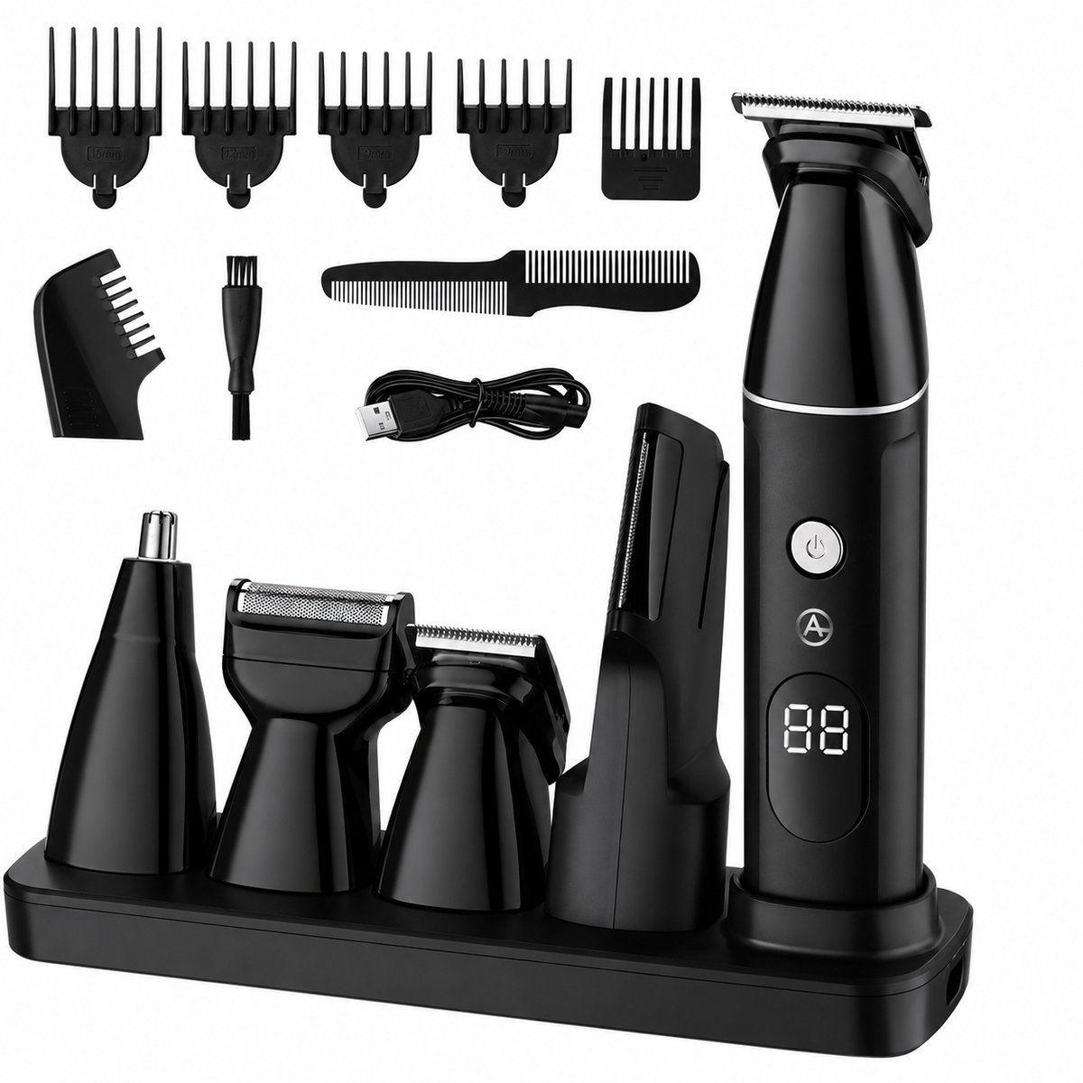 AG250 All In One Scheerset - Bodygroomer mannen - Nat en droog - Waterproof- Trimmer - Scheerapparaat - Scheren - Draadloos - Tondeuse - Hair, Body & Face- Baardtrimmer - Black