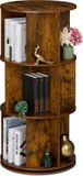Merkloos roterende boekenkast - 3 laags - 15 vakken - 104 x 50 cm - industrieel - bruin
