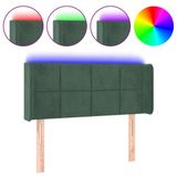 VidaXL Hoofdbord met LED Donkergroen Polyester/Hout 103x16x118-128 cm