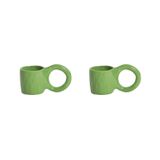 Petite Friture - Ø 6 x H 5,5 cm - Lot de 2 Donut - Vert - Faïence émaillée - Designer Pia Chevalier