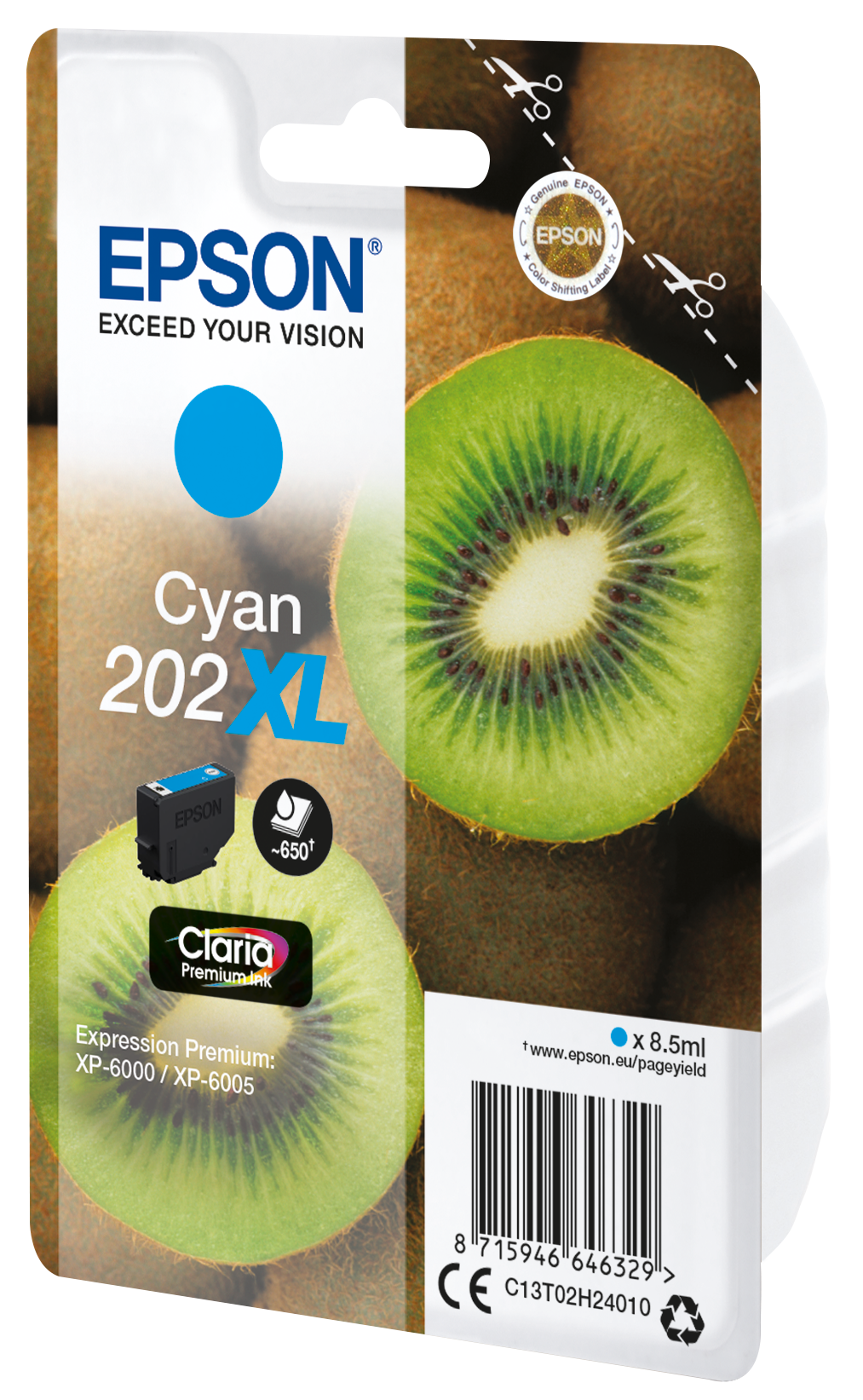 Epson Kiwi Singlepack Cyan 202XL Claria Premium Ink single pack / cyaan