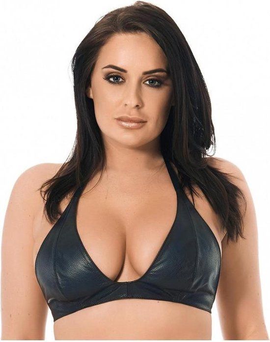 Rimba Bondage Play - Leren BH Top met Clipsluiting Achter - Zwart