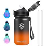 Grsta Drinkfles, thermosfles, 500 ml, drinkfles met rietje, jongens en meisjes, drinkfles voor kinderen, roestvrij staal, BPA-vrij, gemakkelijk te reinigen, drinkflessen voor school, sport, kantoren