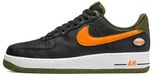 Nike Air Force 1 '07 LV8 Sneakers - Unisex - Leer/Rubber/Textiel - Zwart/Totaal Oranje/Ruwe Groen