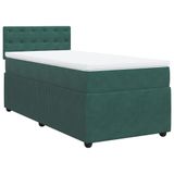 vidaXL Boxspringbed met matras, fluweel, donkergroen, 90x190 cm
