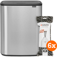 Brabantia Bo Touch Bin 60 Liter - Rvs Fingerprint Proof + Vuilniszakken (120 stuks)