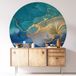 Autocollant Mural Rond - Effet Marbré - Diamètre 90 cm - Adhésif + Protection Brillante