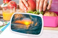 MuchoWow Broodtrommel Roze - Lunchbox - Brooddoos - Zonsondergang - Water - Golf - Oranje - 18x12x6 cm - Kinderen - Meisje