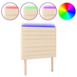 VidaXL Hoofdbord met LED 90x5x78/88 cm Stof Crèmekleurig