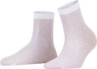 FALKE Dot gedessineerd materiaal ultra transparant 15 DEN sokken dames wit - maat 35-38