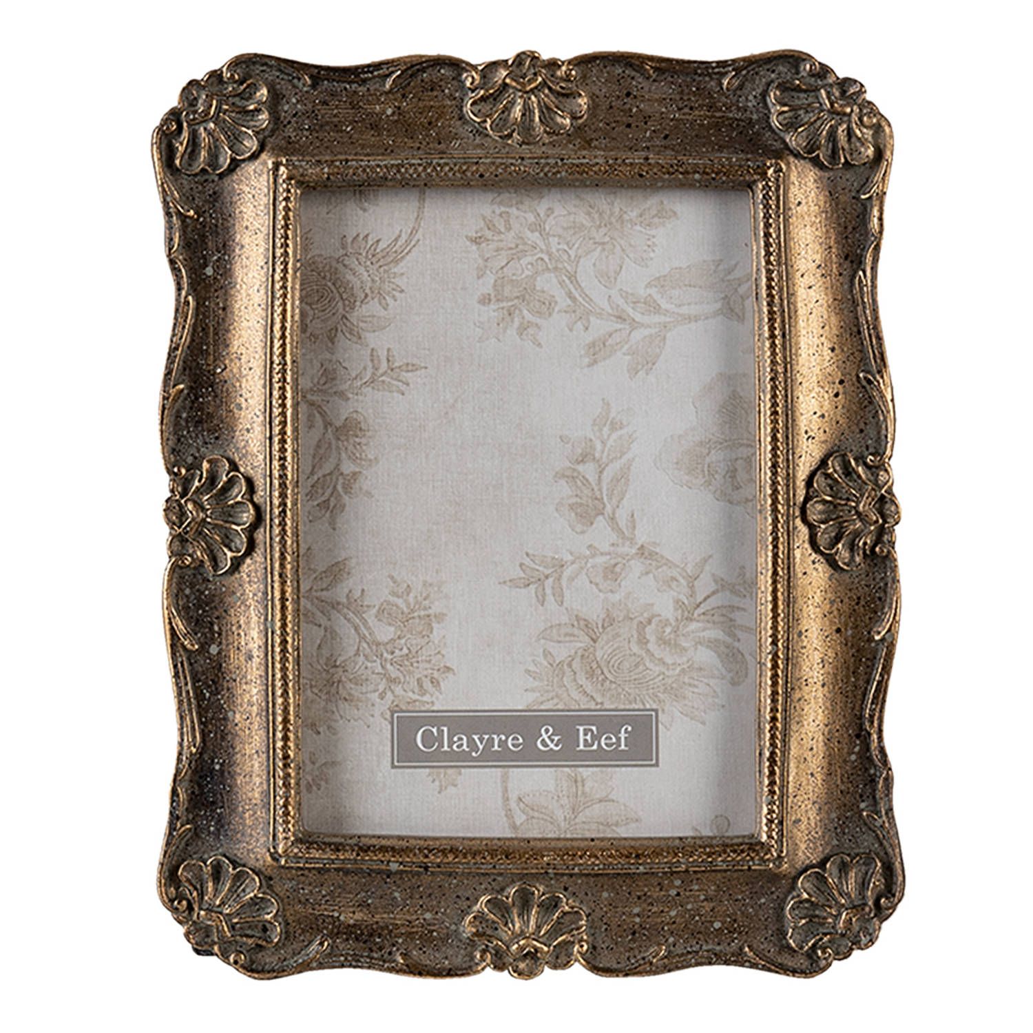 Clayre & Eef fotolijst 10x15 cm goudkleurig polyresin rechthoek fotokader wissellijst foto frame goudkleurig fotokader