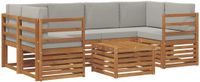 vidaXL Acacia Hout Bank Loungeset 7-delig Naturel en Lichtgrijs