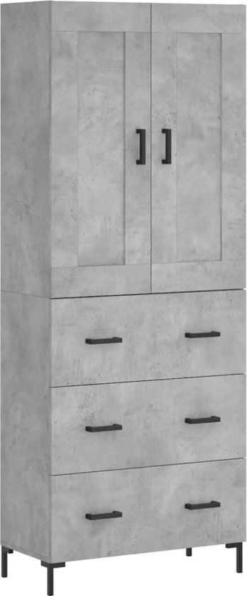 vidaXL Hoge kast 69,5x34x180 cm bewerkt hout betongrijs