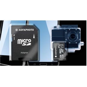 AgfaPhoto MicroSDHC UHS-I 64GB High Speed C10 U3 V30 + Adapter