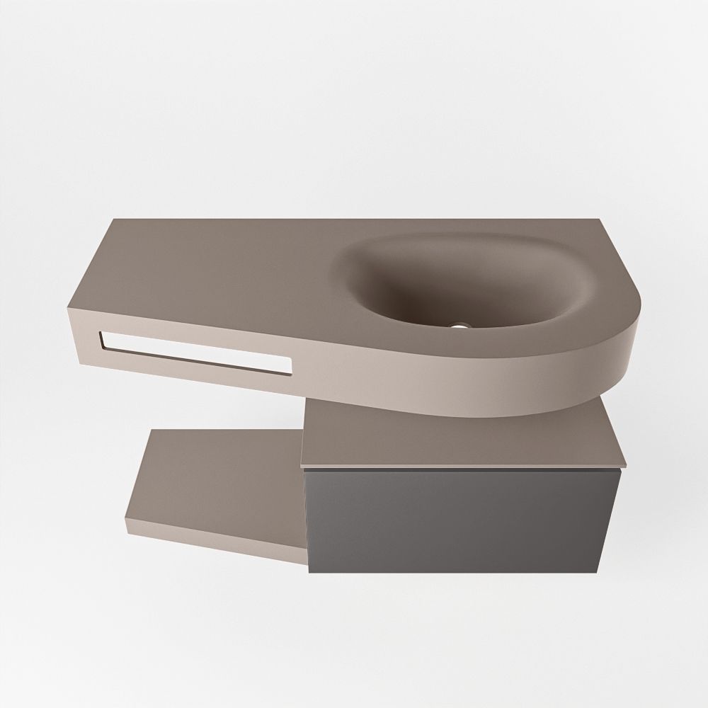Mondiaz Riva Dulcet badkamermeubel rechts 100 smoke en dark grey
