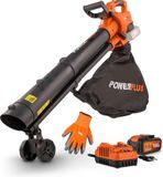 Powerplus Bladblazer/-zuiger borstelloos POWDPGBVS1 - 40V set incl. batterij 2x20V 2.5Ah en lader + handschoenen - tuingereedschap