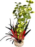 Tyrol - Kunstmatige aquariumplant - Aquariumdecoratie - Kunststof plant op sokkel - Lotus kamerplant - Eenvoudig verankeren op de bodem van het aquarium - Made in France