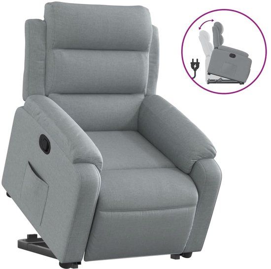vidaXL Elektrische Sta-op-massagestoel - Elektrische Sta-op-massagestoelen - Sta-opstoel - Sta-opstoelen - Sta-op-massagestoel elektrisch verstelbaar stof lichtgrijs